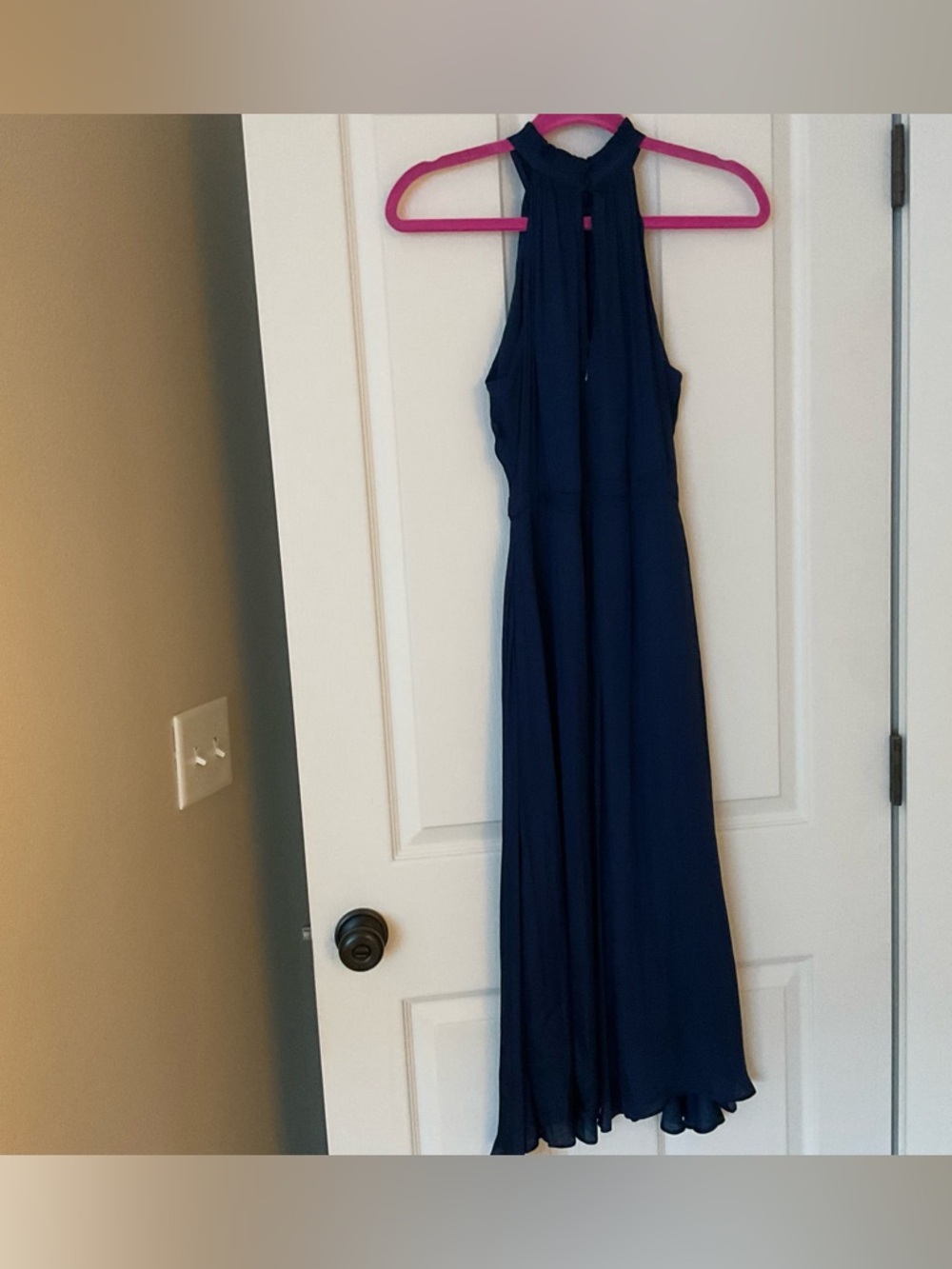 Banana Republic Navy Halter Maxi Dress with Pleated Neckline